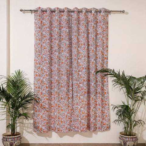 Multicolor - Sanganeri Block Print Cotton Door Curtain (7 x 3.2 feet) (single piece)