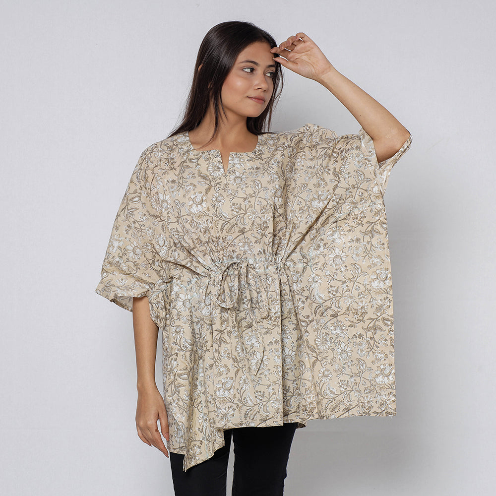 Sanganeri Block Print Cotton Kaftan (Short)