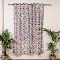 White - Sanganeri Block Print Cotton Door Curtain (7 x 3.2 feet) (single piece)