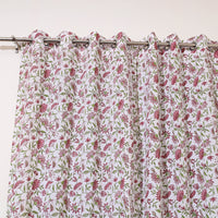 White - Sanganeri Block Print Cotton Door Curtain (7 x 3.2 feet) (single piece)