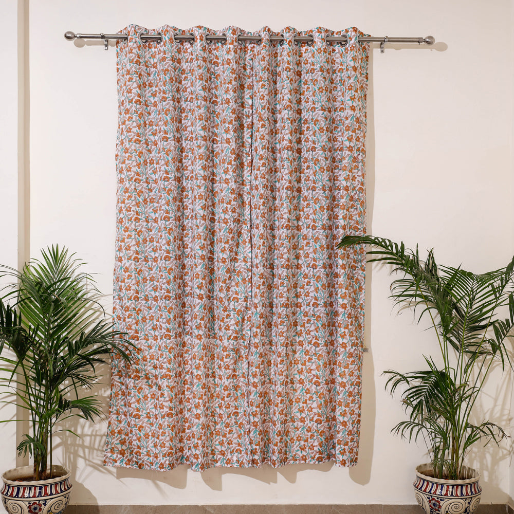 Multicolor - sanganeri cotton door curtain (7 x 3.2 feet)