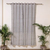 White - Sanganeri Block Print Cotton Door Curtain (7 x 3.2 feet) (single piece)