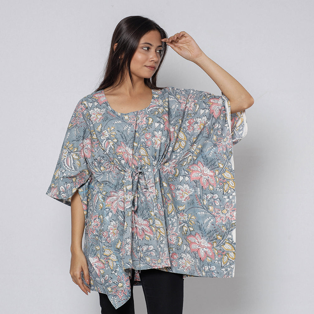 Sanganeri Block Print Cotton Kaftan (Short)