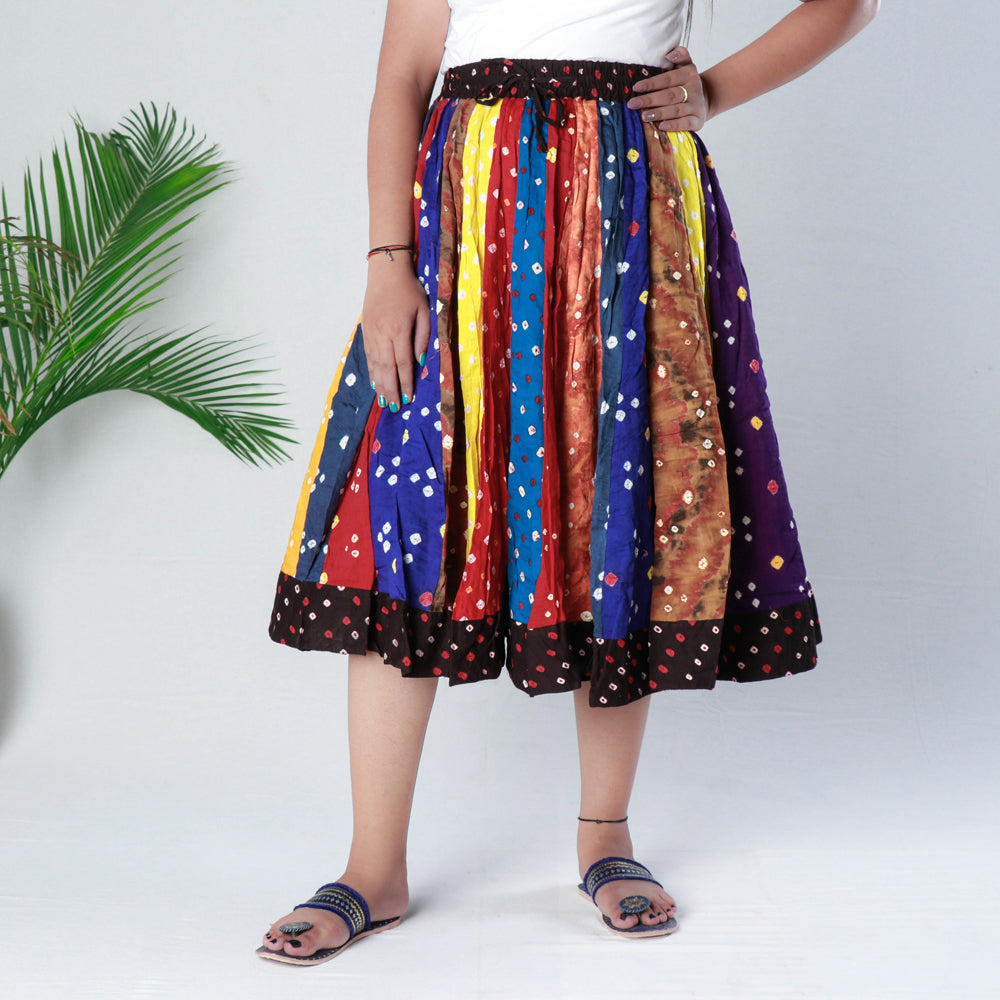 Buy Bandhani Tie-Dye Cotton Fabric Short Skirt Online l iTokri.com