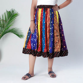 Buy Bandhani Tie-Dye Cotton Fabric Short Skirt Online l iTokri.com