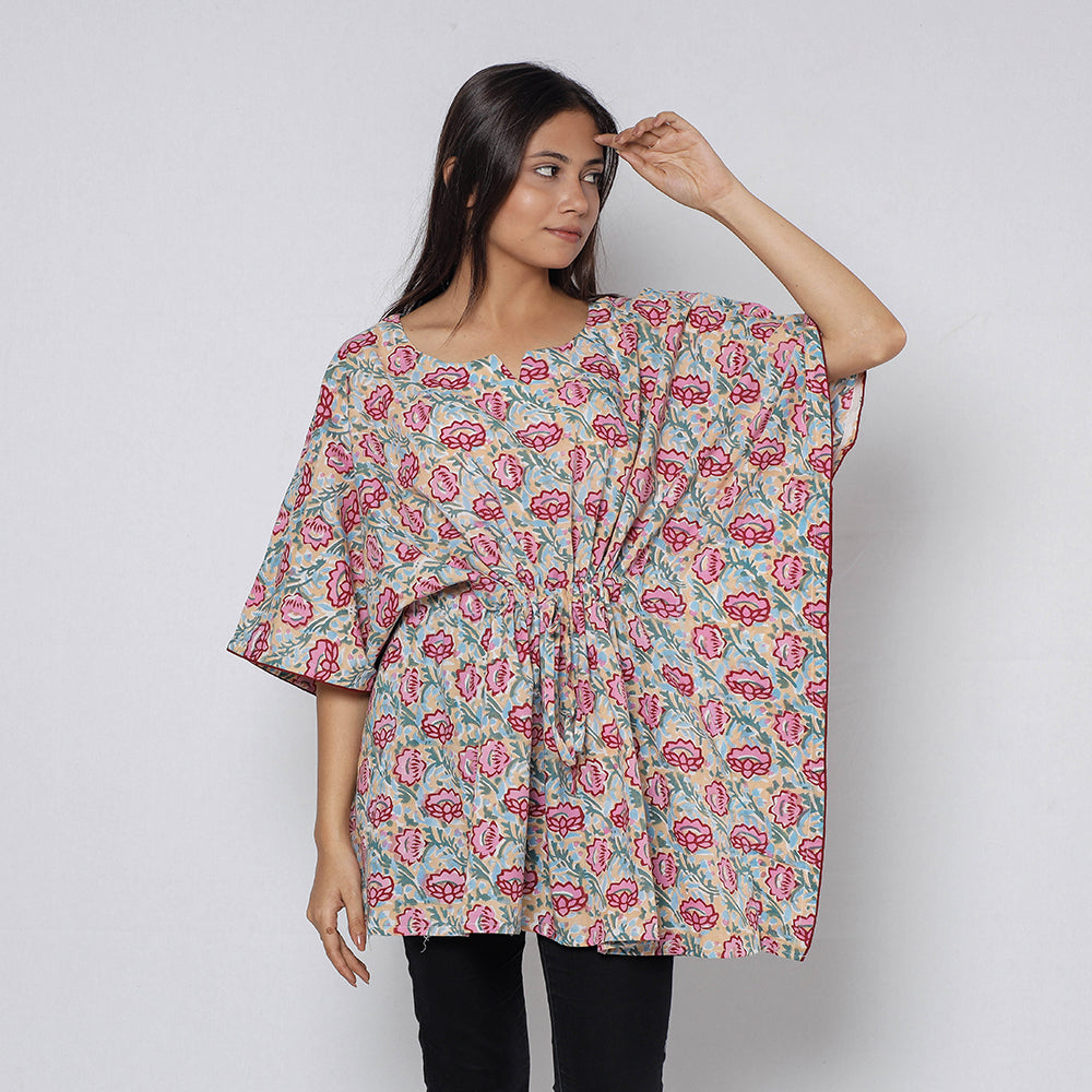 Sanganeri Block Print Cotton Kaftan (Short)