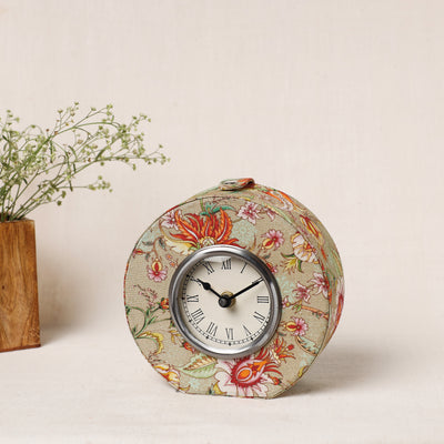 Floral Printed Handcrafted Embellished Table Clock (5 x 6 in)