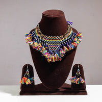 Handmade Thread & Multicolor Beadwork Tassels Jali Necklace Set