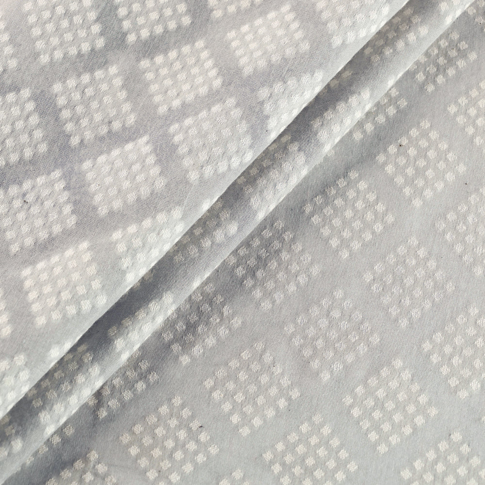  Pure Banarasi Handwoven Cutwork Buti Silk Cotton Fabric 