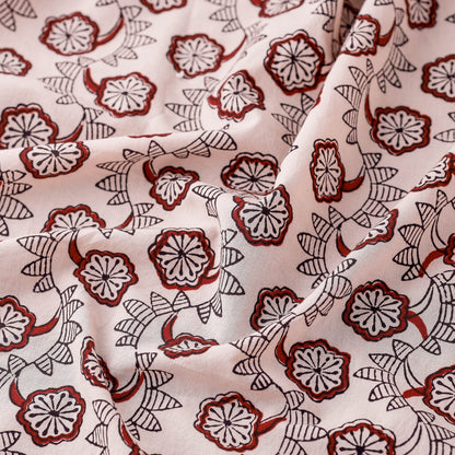 White - Bagh Block Printed Natural Dyed Cotton Fabric