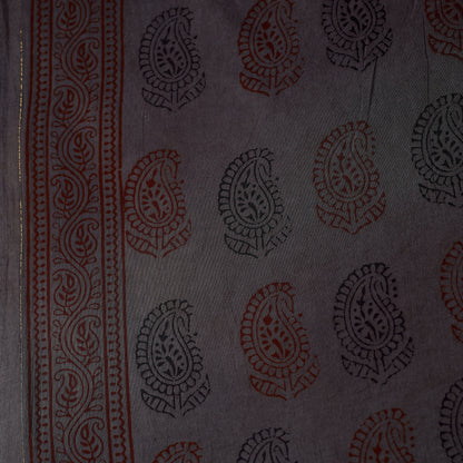 Brown- Bagh Block Printed Natural Dyed Cotton Fabric