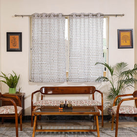 White - sanganeri cotton window curtain (5 x 3.3 feet)