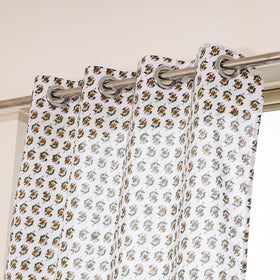 White - sanganeri cotton window curtain (5 x 3.3 feet)