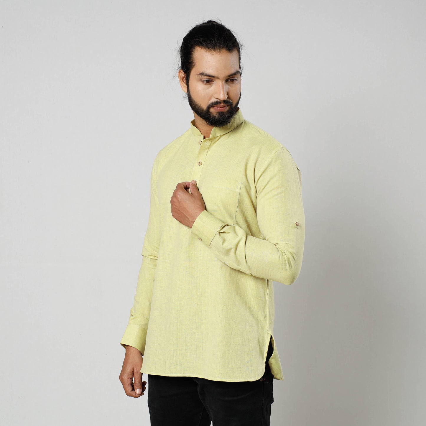 Fine Cotton Handloom Men Short Kurta
