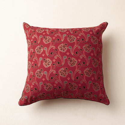 Pink - Ajrakh Block Printed Cotton Cushion Cover (16 x 16 in)