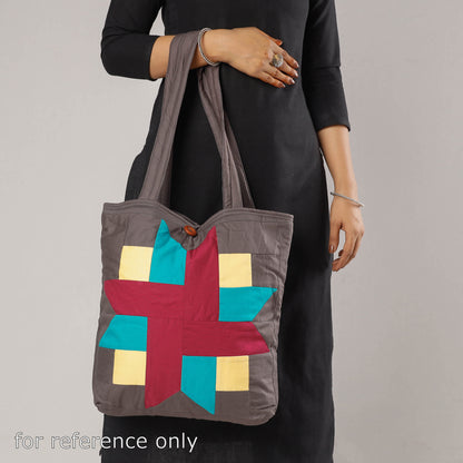 Beige - Patchwork Quilted Cotton Square N Square Shoulder Bag