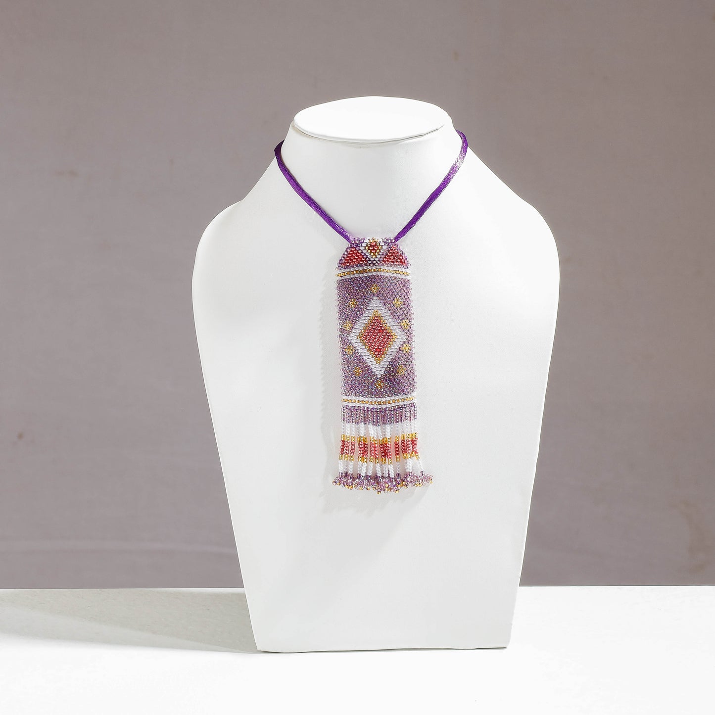 Handmade Thread & Multicolor Beadwork Necklace by Pushpa Harit