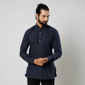  Plain Fine Cotton Handloom Men Short Kurta 
