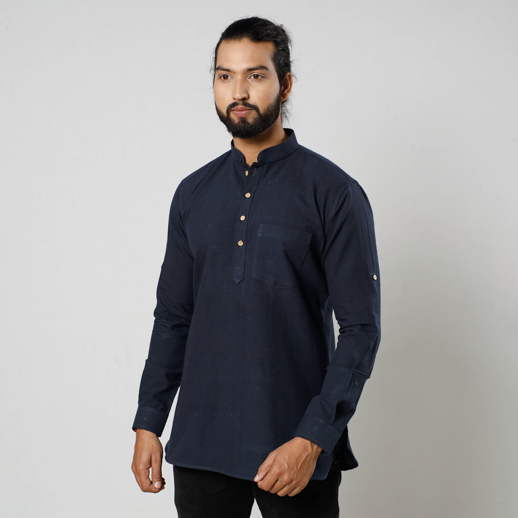  Plain Fine Cotton Handloom Men Short Kurta 