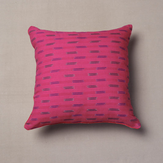 Pink - Pochampally Ikat Cotton Cushion Cover (16 x 16 in)