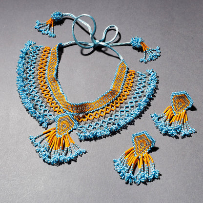 Handmade Thread & Multicolor Beadwork Jali Necklace Set by Pushpa Harit