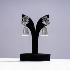  Antique Silver Finish Oxidised Brass Base Jhumki Earrings 