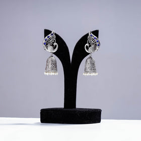  Antique Silver Finish Oxidised Brass Base Jhumki Earrings 