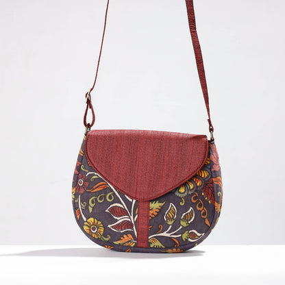 Maroon - Sling Bag - Handpainted Kalamkari Natural Dyed Ghicha Silk