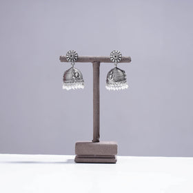 Buy Antique Silver Finish Oxidised Brass Base Jhumki Earrings Online l iTokri.com