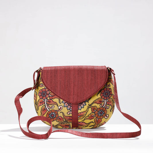 Maroon - Sling Bag - Handpainted Kalamkari Natural Dyed Ghicha Silk
