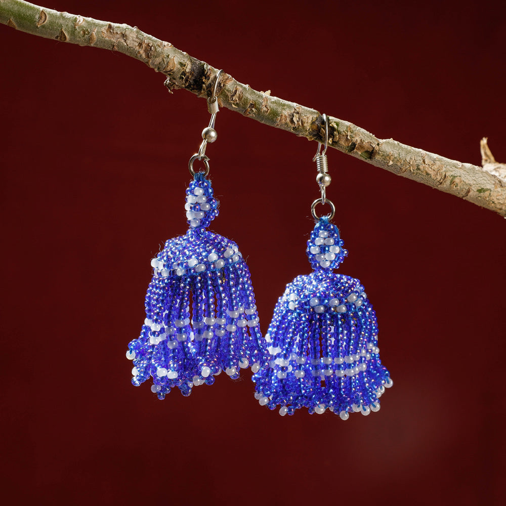 Handmade Thread & Multicolor Beadwork Jhumki Earrings by Pushpa Harit