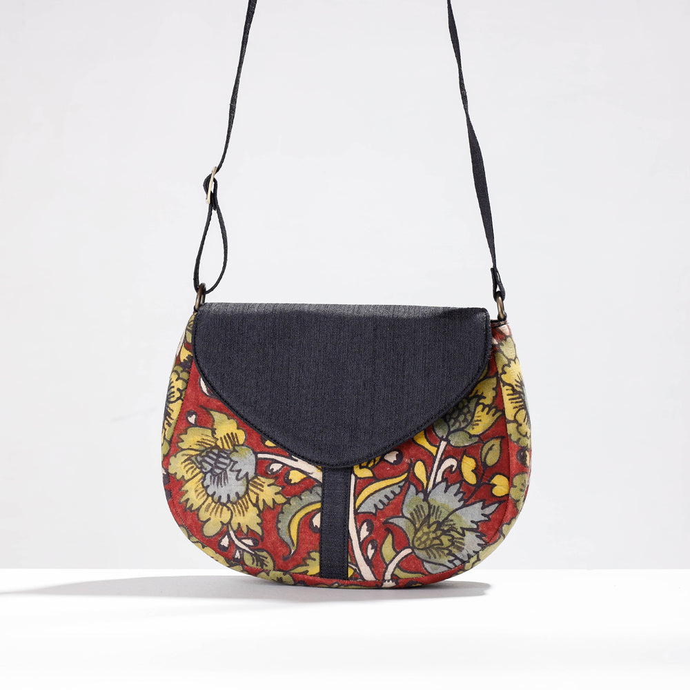 Red - Sling Bag - Handpainted Kalamkari Natural Dyed Ghicha Silk