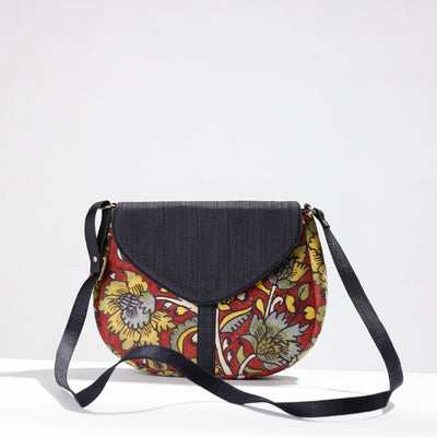 Red - Sling Bag - Handpainted Kalamkari Natural Dyed Ghicha Silk