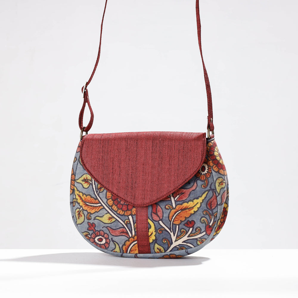 Brown - Sling Bag - Handpainted Kalamkari Natural Dyed Ghicha Silk