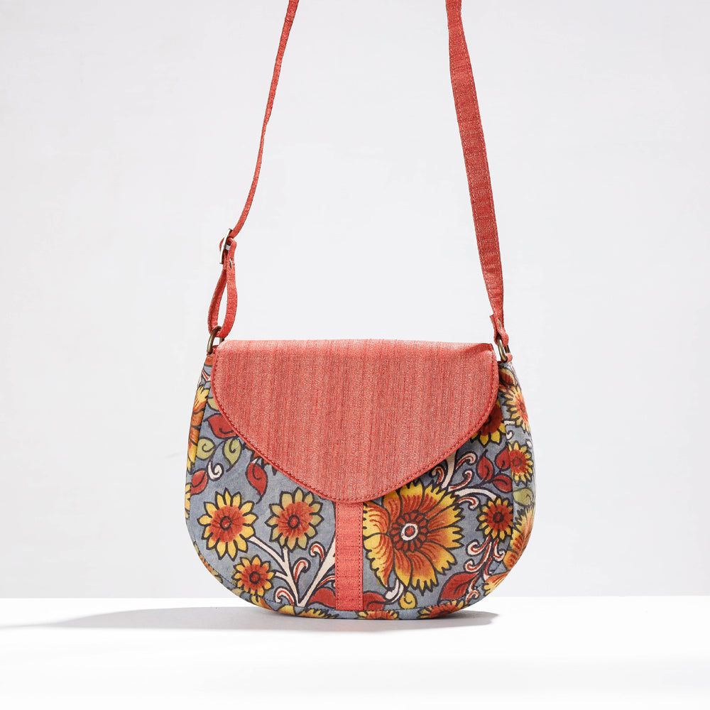 Peach - Sling Bag - Handpainted Kalamkari Natural Dyed Ghicha Silk