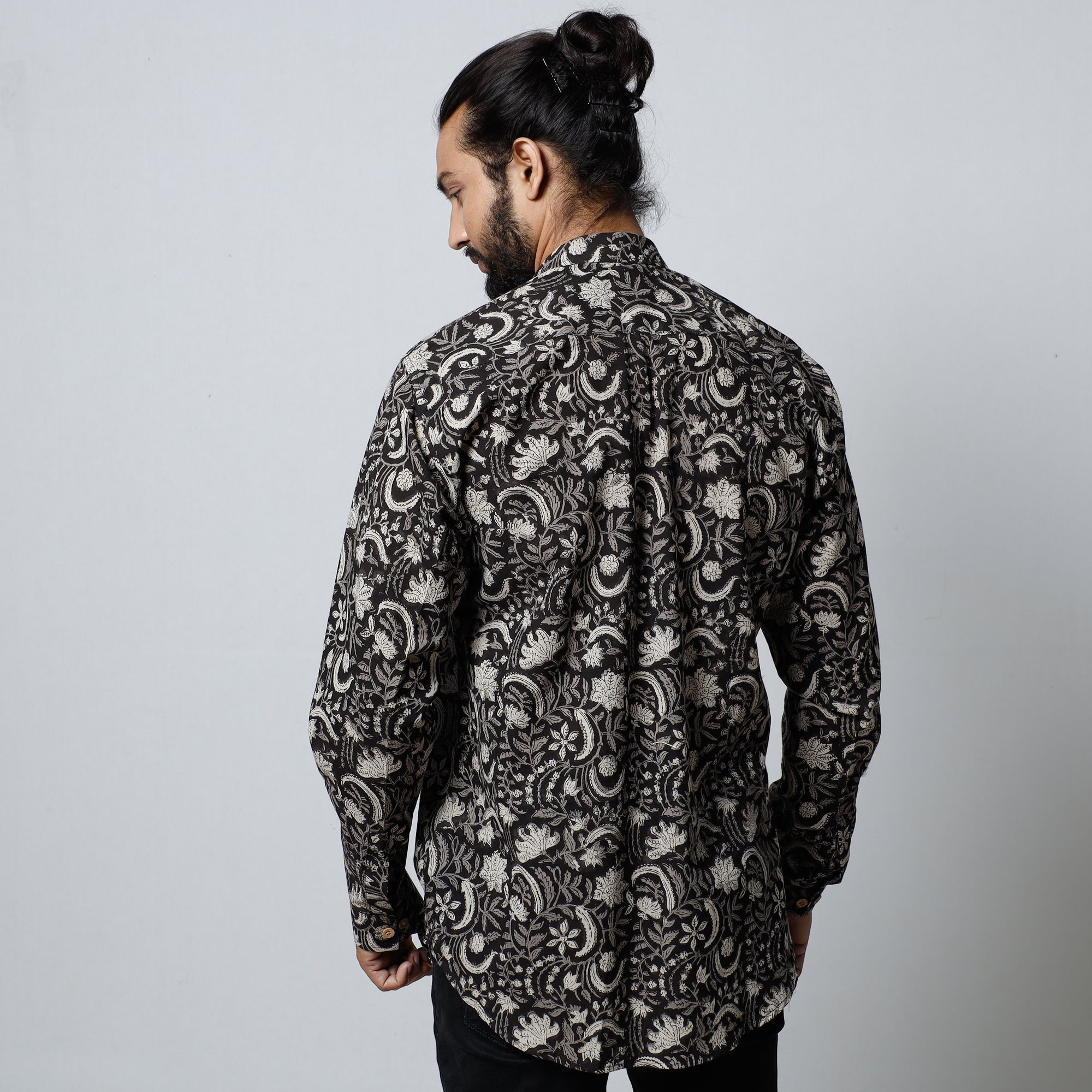  Bagru Block Printed Cotton Men Full Sleeve Shirt 