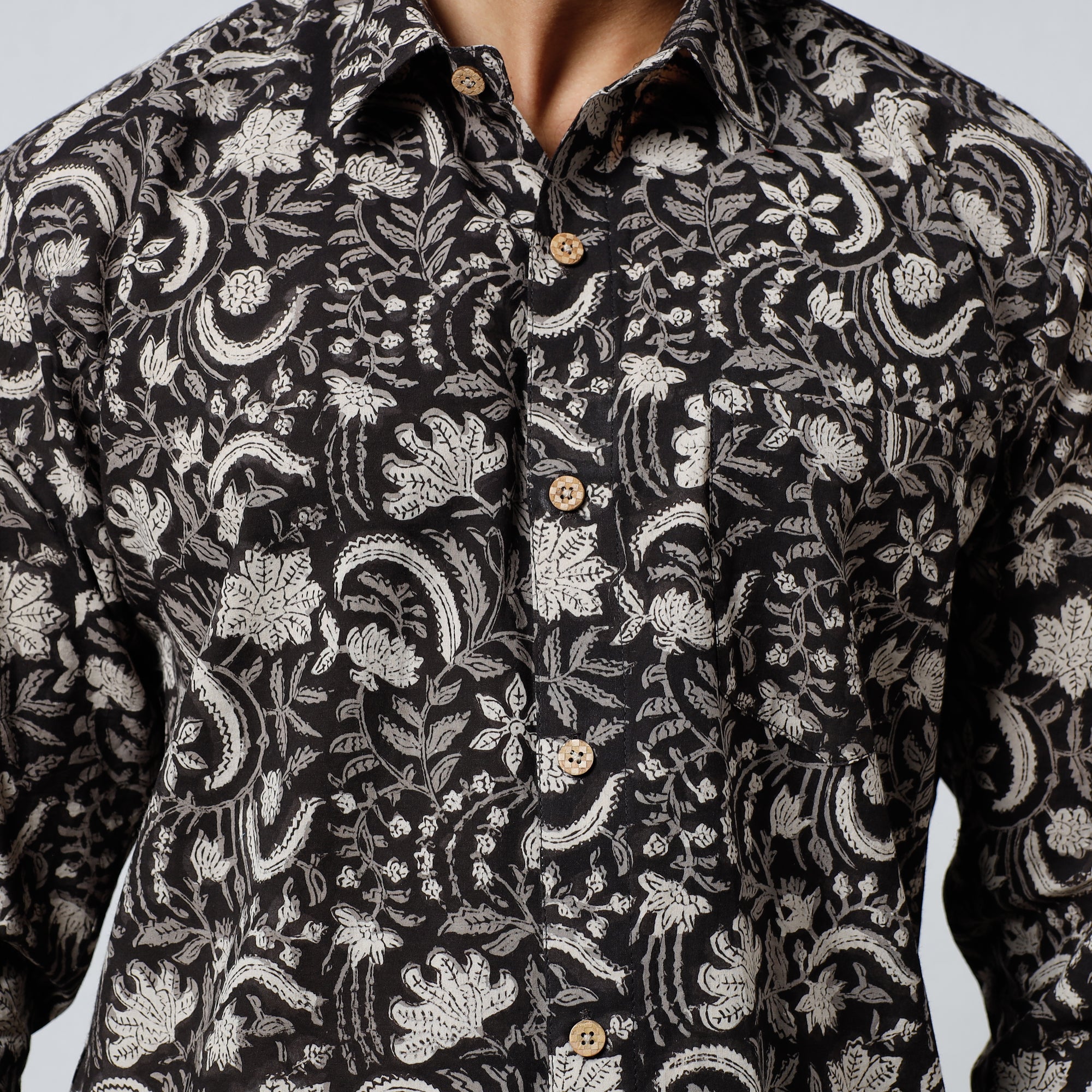  Bagru Block Printed Cotton Men Full Sleeve Shirt 