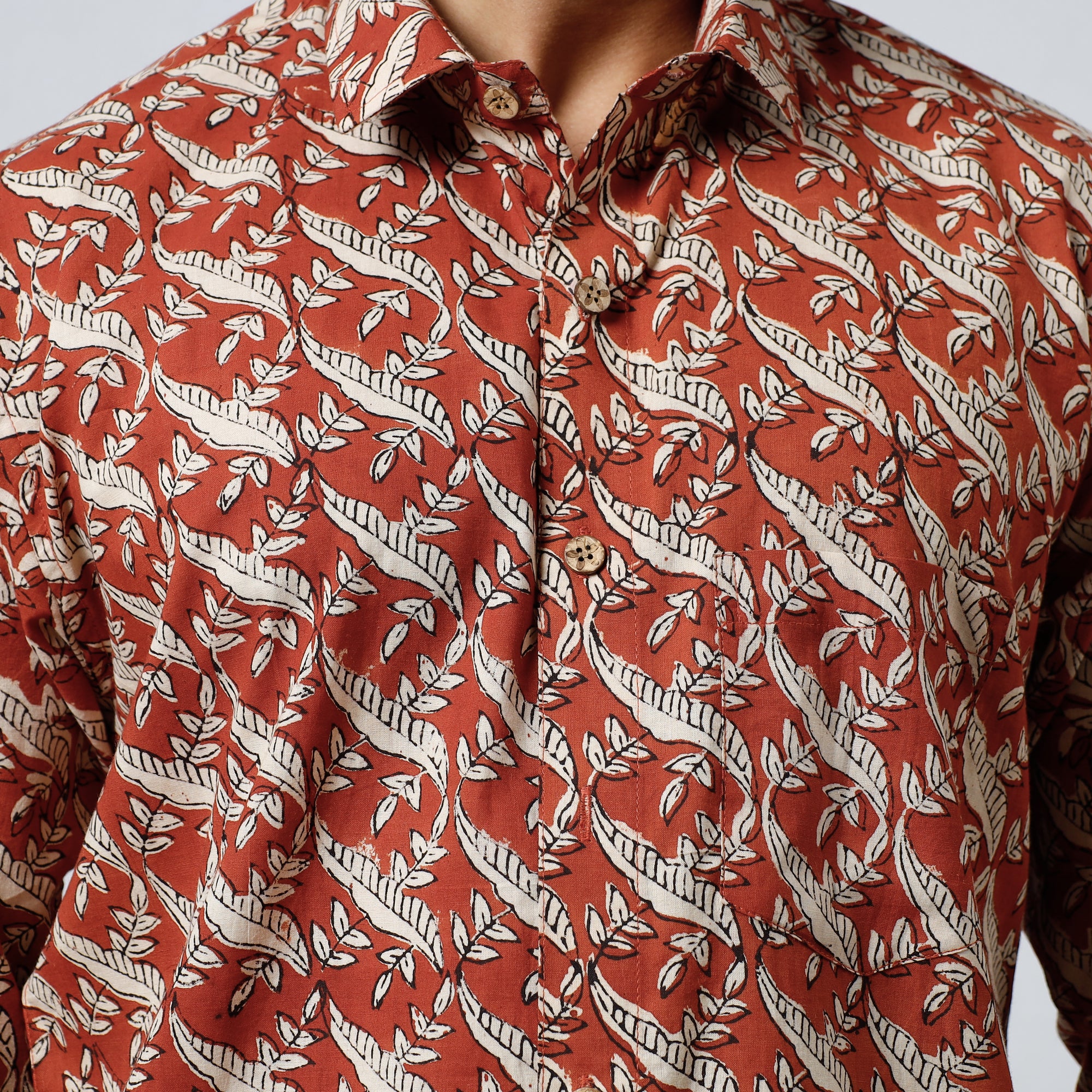  Bagru Block Printed Cotton Men Full Sleeve Shirt 