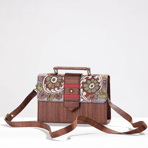 Brown Sling Bag - Handpainted Kalamkari Natural Dyed Ghicha Silk