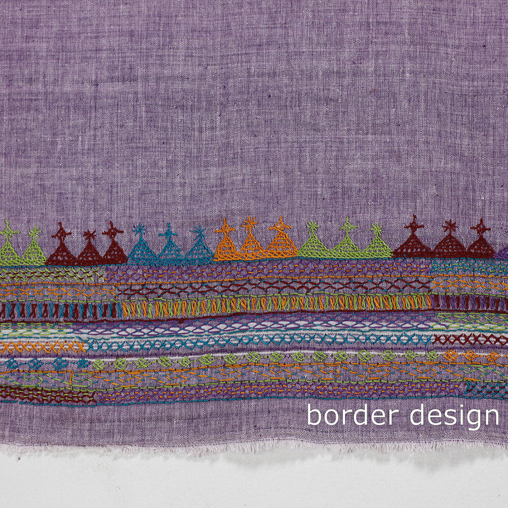 Purple Lambani Embroidery Handspun Cotton Blouse Piece