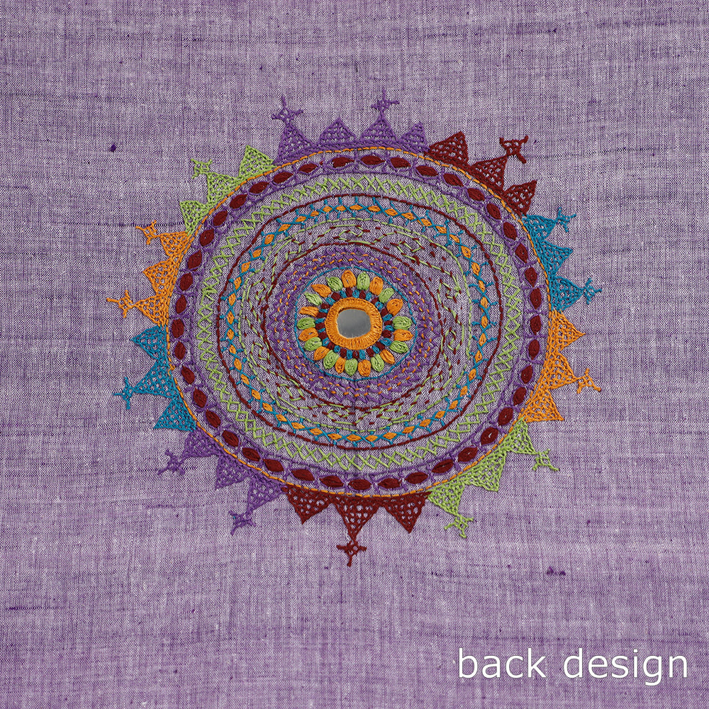 Purple Lambani Embroidery Handspun Cotton Blouse Piece