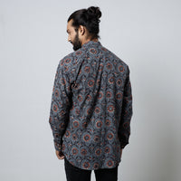 Blue - Bagru Block Printed Cotton Men Full Sleeve Shirt