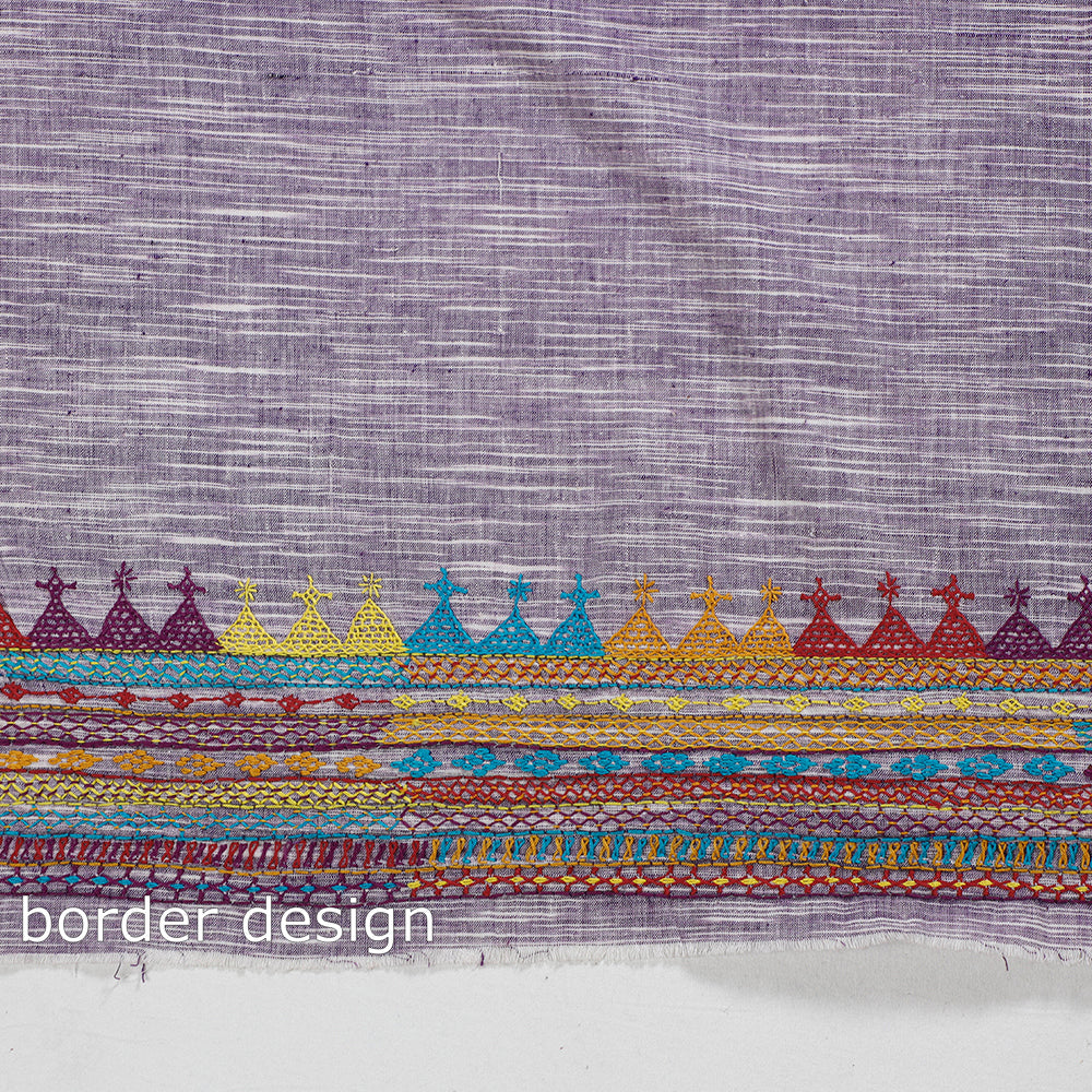 Purple Lambani Embroidery Handspun Cotton Blouse Piece