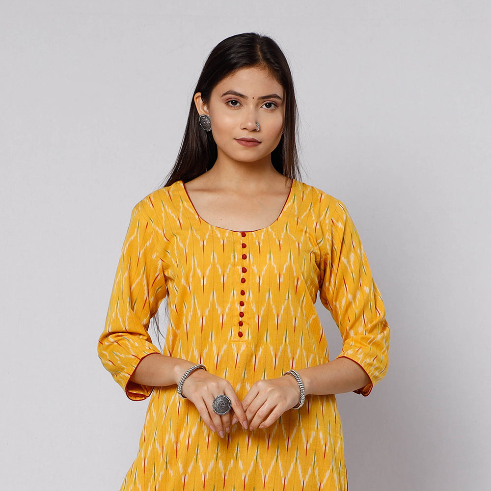 Pochampally Ikat Kurta with Palazzo & Dupatta Set