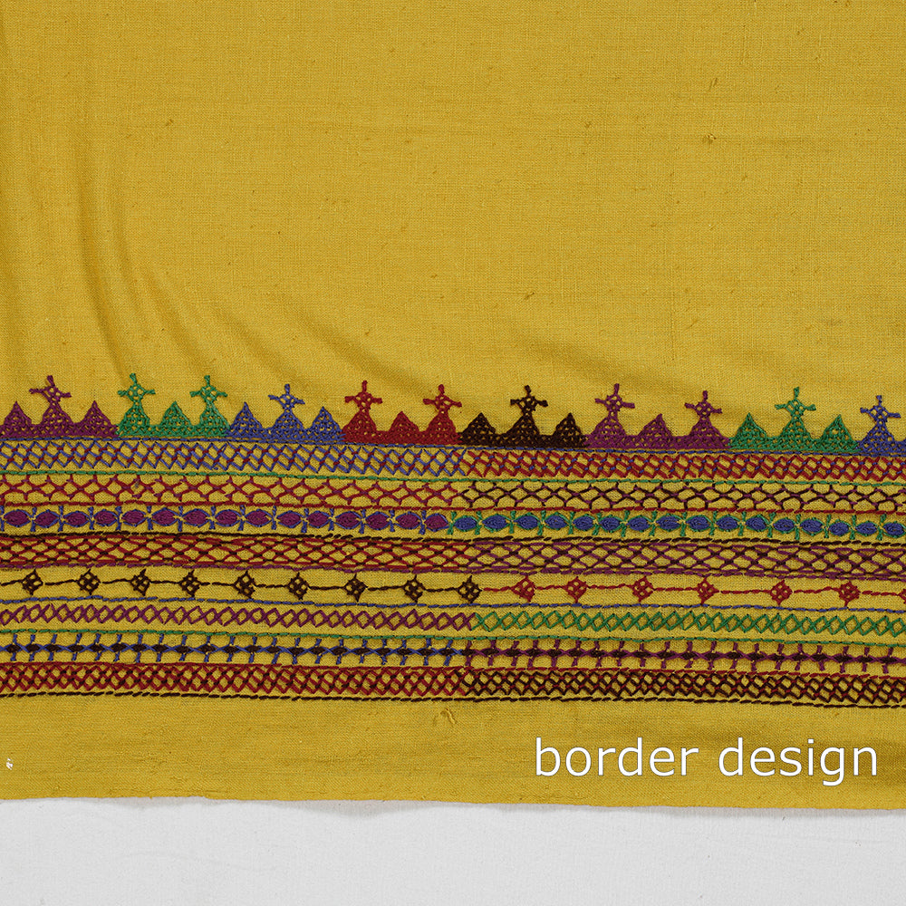 Yellow - Lambani Embroidery Handspun Cotton Blouse Piece