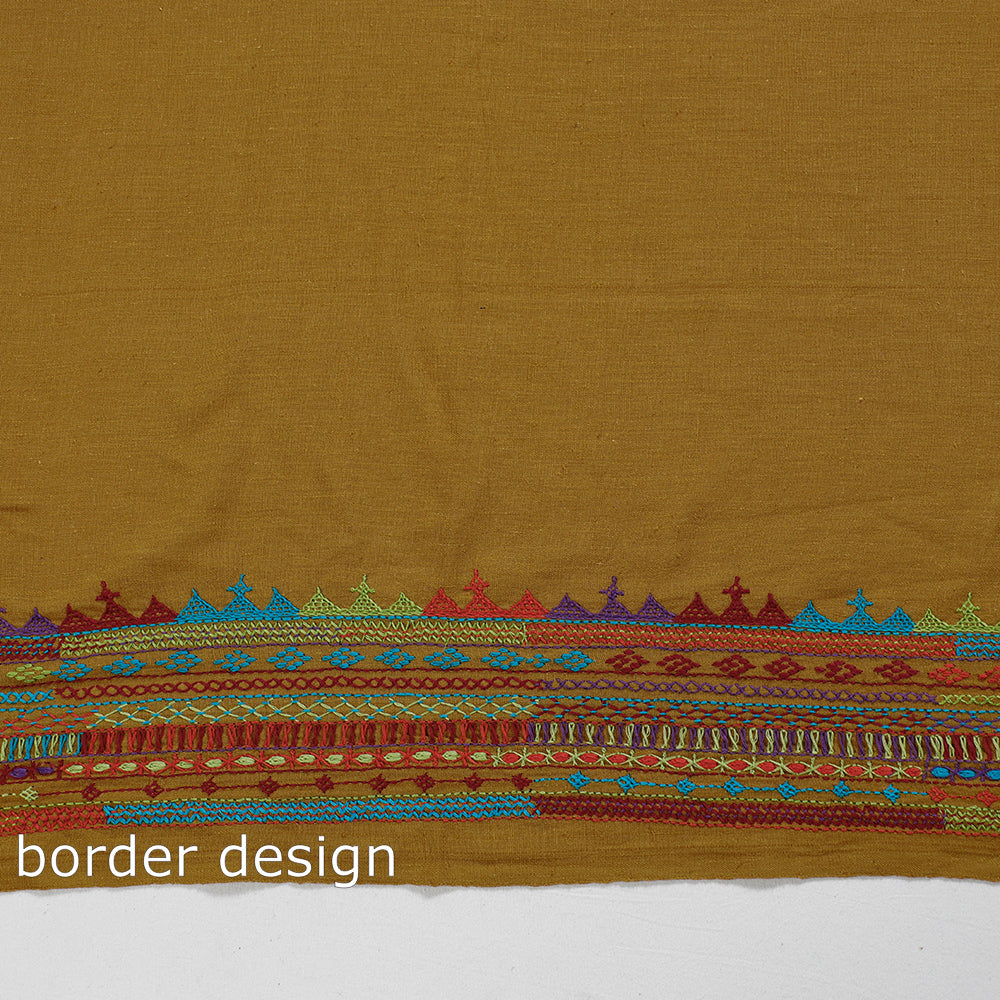Brown Lambani Embroidery Handspun Cotton Blouse Piece