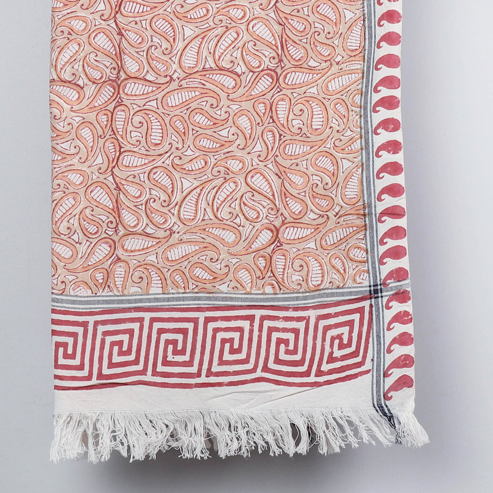 Brown - Sanganeri Block Printed Handloom Cotton Towel