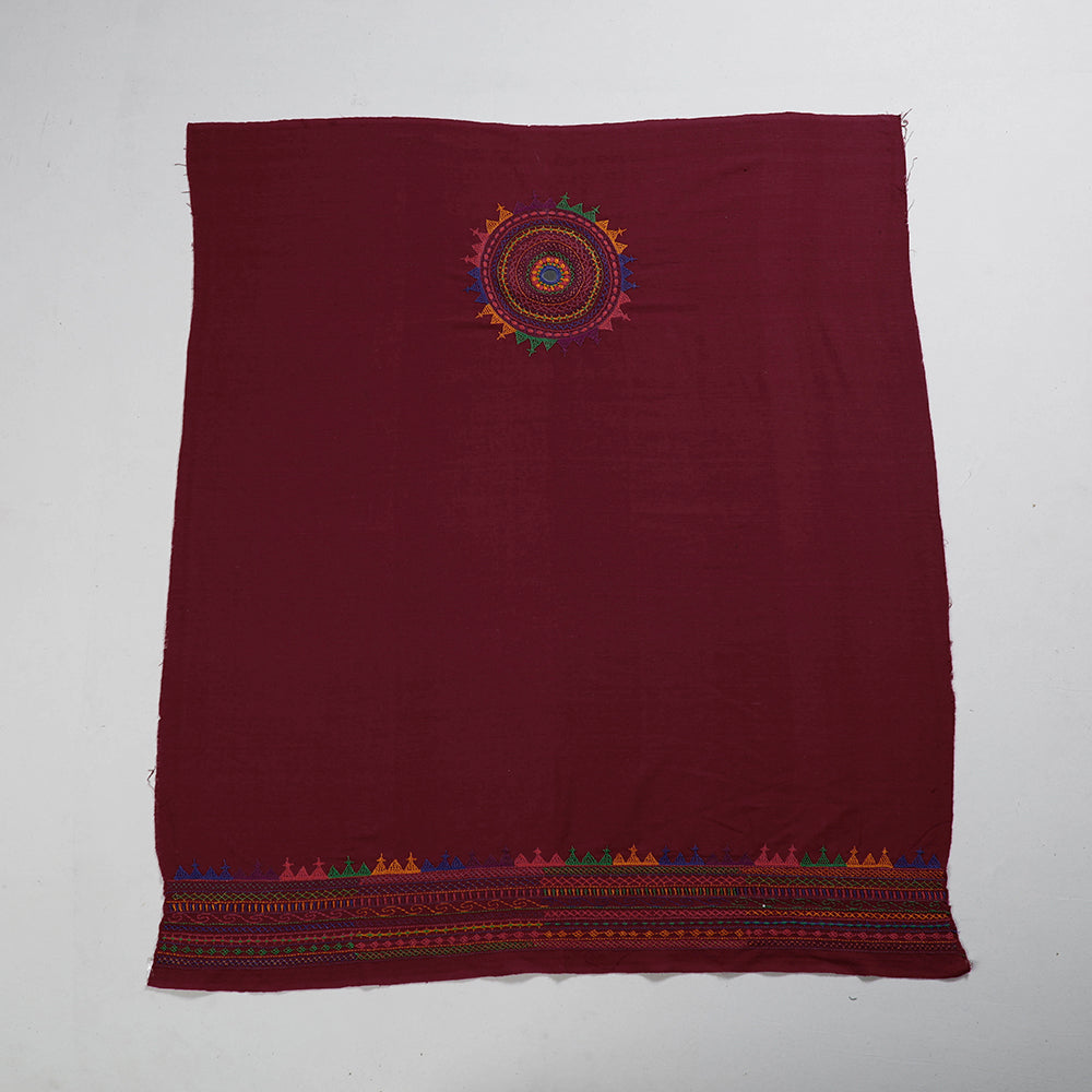 Maroon Lambani Embroidery Handspun Cotton Blouse Piece