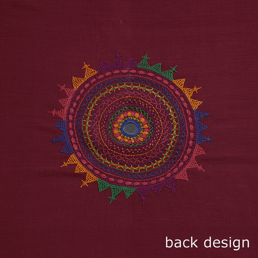 Maroon Lambani Embroidery Handspun Cotton Blouse Piece