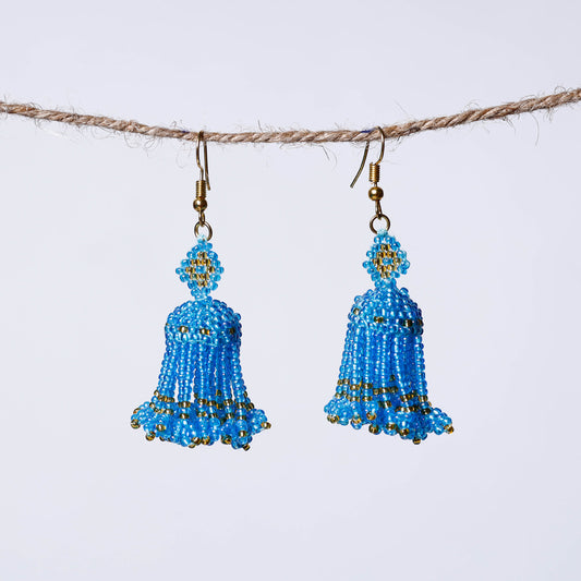 Neemuch Handmade Beadwork Jhumki Earrings by Pushpa Harit